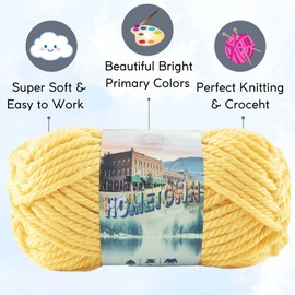 Lion Brand Hometown Pittsburgh Yellow 135-158 (3-Skeins - Same Dye Lot) #6 S Bulky Acrylic Yarn for Crocheting and Knitting with Project Bag