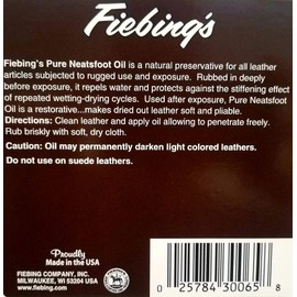 Fiebings - 100% Pure Neatsfoot Oil , Natural Preservative , Various Sizes, 1 Gallon
