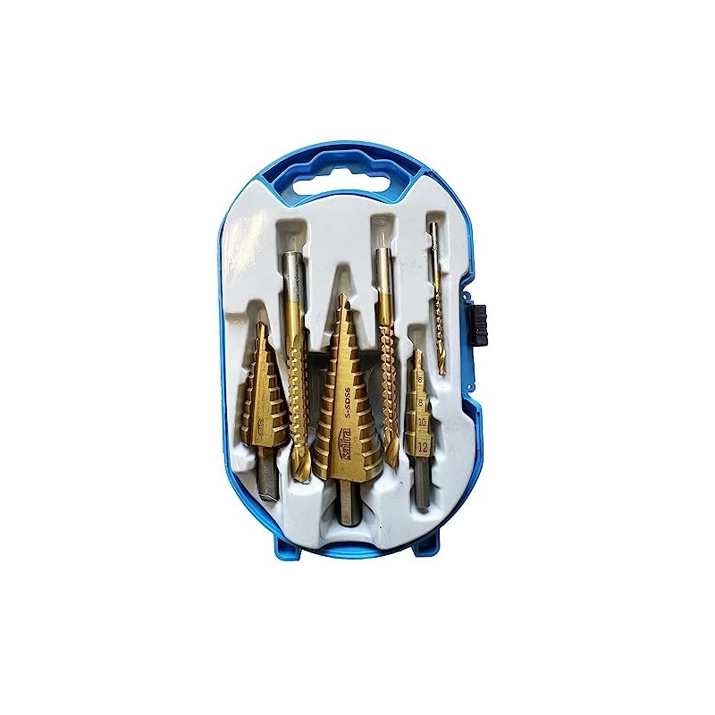 Step Drill Bit Set 6-Piece Titanium Taper Drill HSS TIN