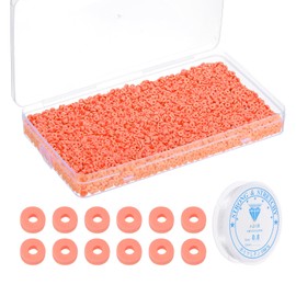PATIKIL 4000 Pcs Clay Beads Bracelet Making Kit, 4mm Flat Round Polymer Clay Spacer Beads Preppy Heishi Beads Disk with Elastic String for DIY Friendship Jewelry Making, Orange