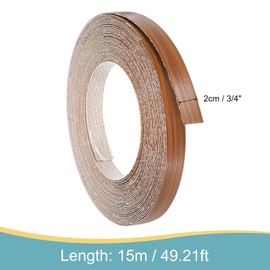sourcing map Edge Banding, 3/4 Inch x 49.21ft Pre-Glued Wood Veneer Edging Iron-on Flexible Edge Banding for Cabinet Repair Furniture Restoration, Birch