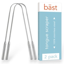 Bäst Tongue Scraper 100% Stainless Steel • Premium Tongue Cleaner • Improve Oral Health • Freshen Breath (2 Count)