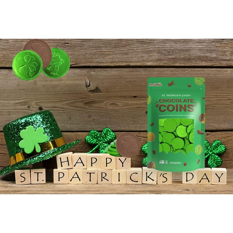 Fruidles Saint Patrick's Day Chocolate Coins Green Coins, Belgian Nut-Free