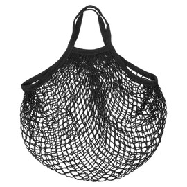 MECCANIXITY Cotton Mesh Bag, 15x13.8" Reusable Washable Mesh Net String Grocery Bags Organizer for Fruits Vegetables Shopping Black