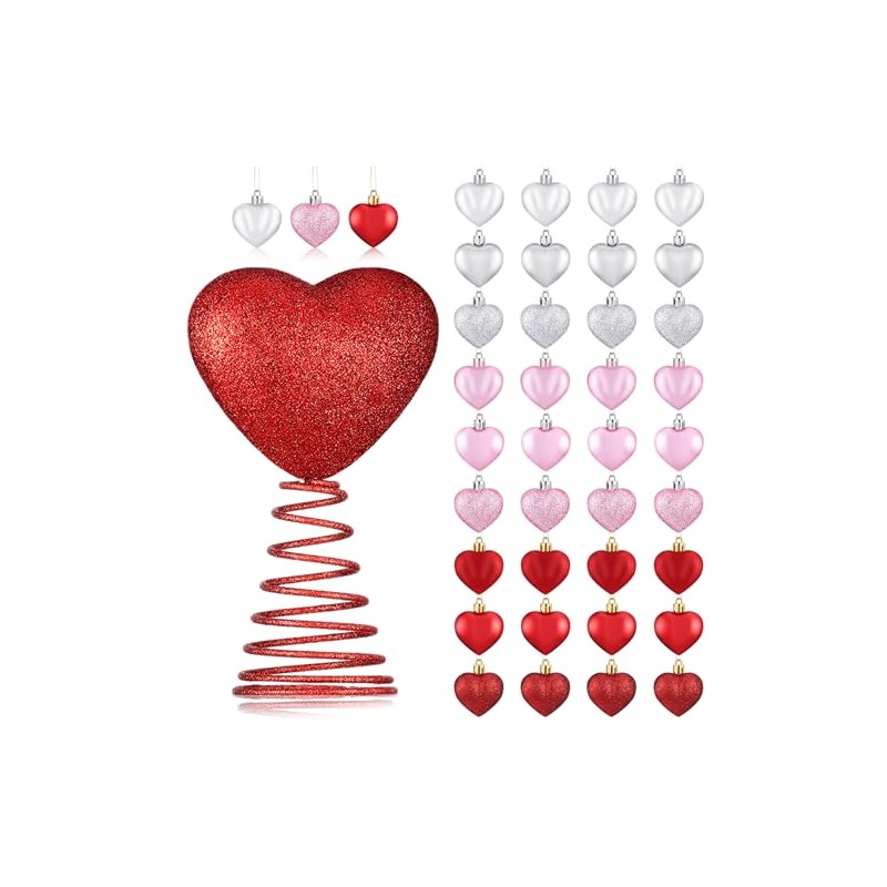 MiniInflat 37 Pcs Valentine‘s Day Tree Decorations Glitter Heart Tree