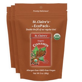 St. Claire's Organics Cinnamon Pastilles – 3-Pack EcoPack, 3 oz Each | Certified Organic, Vegan, Gluten-Free, Allergen-Free, Non-GMO, Low Calorie, Plant-Based | Made in USA