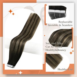 Full Shine Tape Hair Extensions Real Human Hair Color 1B/27/1B Tape in Extensions Human Hair 20Inch Long Straight Extension 100G 40Pcs Soft Silky Brazilian Natural for Women