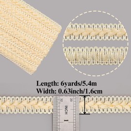 ZNZAKKA Beige Lace Ribbon 6 Yards Braid Lace Trim for Crafts Sewing Packaging Costume Home Decorative (Beige)