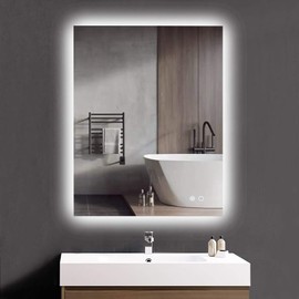 Keonjinn Backlit Mirror Bathroom 36 x 28 Inch Led Mirror for Bathroom Mirror with Lights Wall Mounted Anti Fog Lighted Mirror Dimmable LED Vanity Mirror, IP54 Waterproof CRI90+(Horizontal/Vertical)