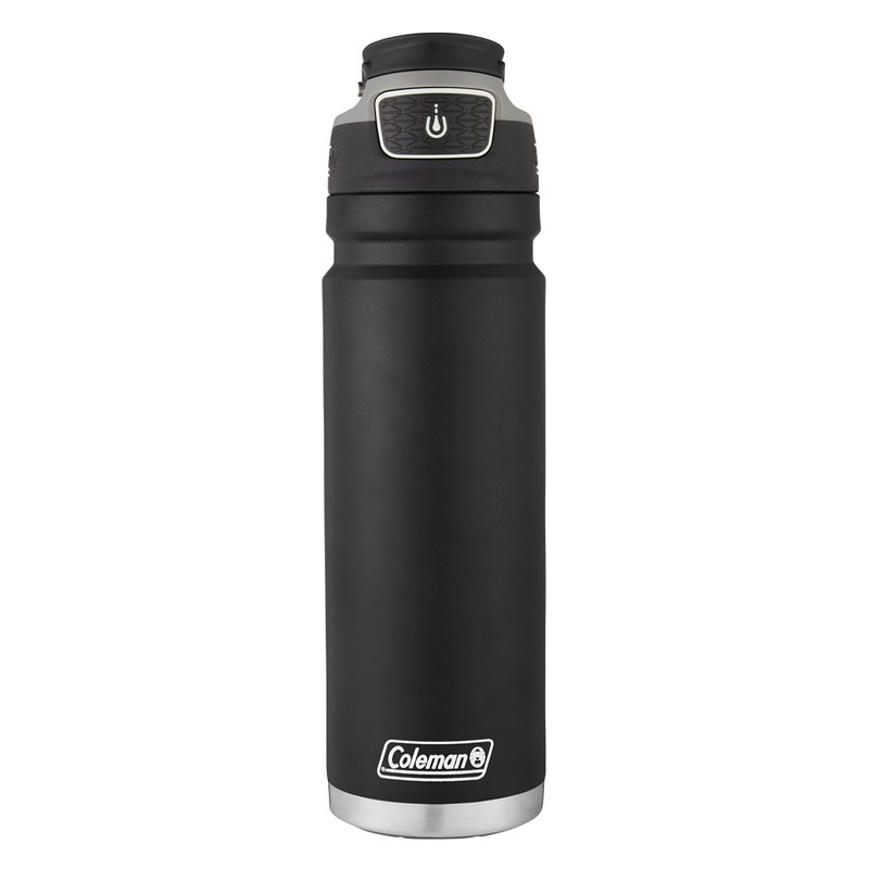 Coleman Autoseal FreeFlow Stainless Steel Water Bottle, Black, 24oz