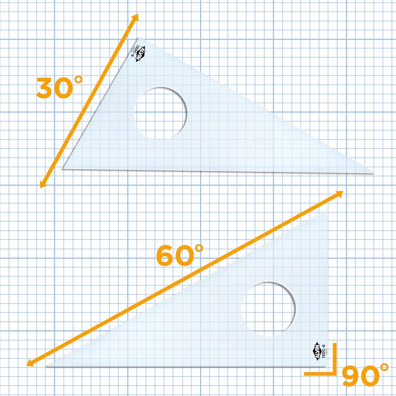 Alvin 130C-12 12 inch Clear Professional Acrylic Triangle 30/60