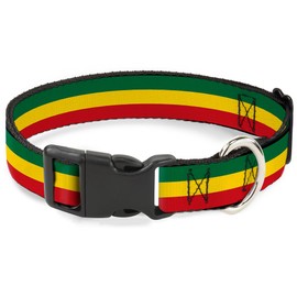 Buckle-Down PC-W21802-WS Rasta Plastic Clip Collar, Wide Small/13-18"