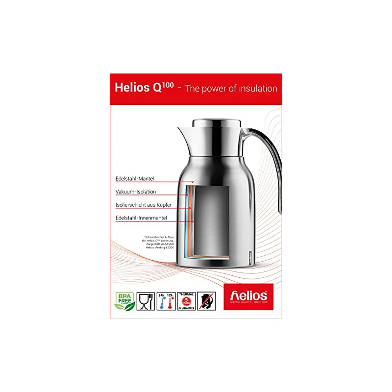 Helios Supreme Stainless Steel Jug 1 Litre, Metallic