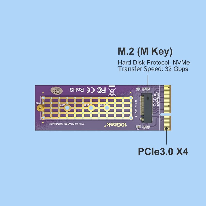 PCIe 3.0 to NVMe (1) M.2 Adapter for M.2 (M