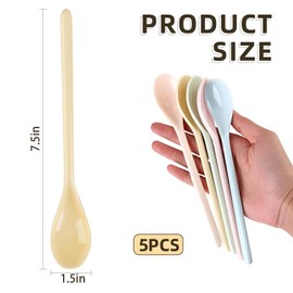KAIYAYA Set of 5 Egg Spoons, Breakfast Spoons, 18.5 cm, Plastic Spoons, Long Spoons, Plastic, Long, Colourful, Plastic Spoons, Melamine Ice Cream Spoons, Colour Jam Spoons, Ideal for the Breakfast