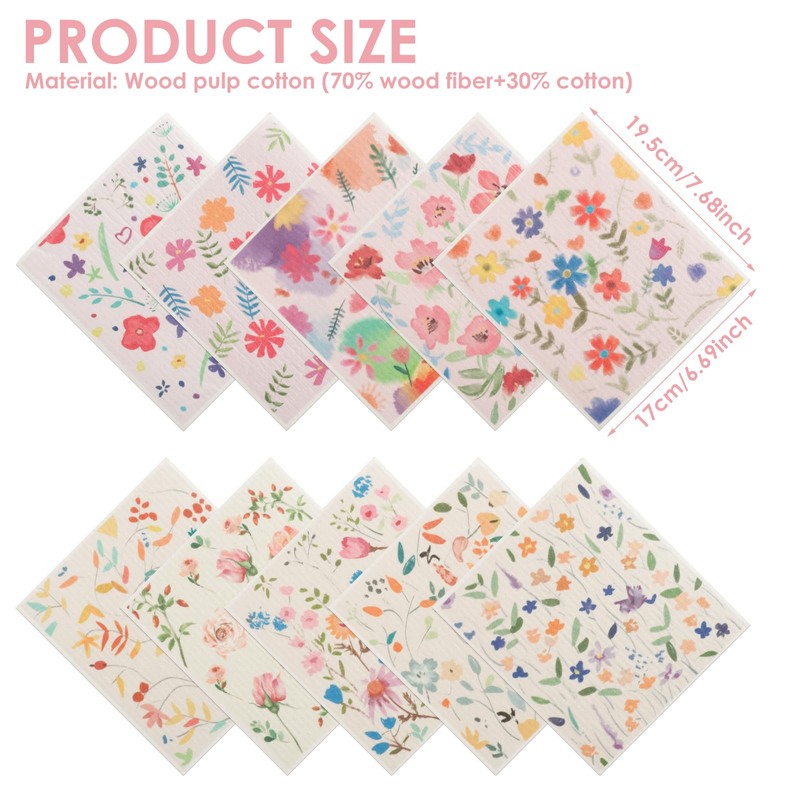 5/6/12Pcs Swedish Dishcloth Eco Friendly Biodegradable for Kitchen Cellulose Sponge