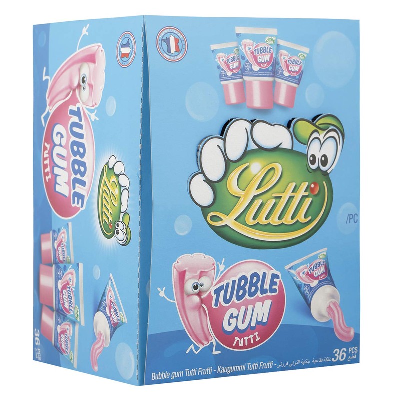 Lutti Tubble Gum Tutti Frutti Gum 36 Pieces