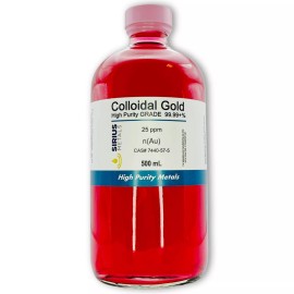Sirius Metals True Colloidal Gold Nanoparticles (AuNPs): 25ppm - 500mL in Glass