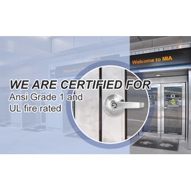 SUMBIN Grade 2 Commercial Heavy Duty Entry Door Lever Lockset, ADA, Satin Chrome Finish