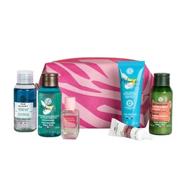 Caboodles Care Pack + Lil Bit Set, rosa y violeta, organizadores de viaje para maquillaje, cierre a presión para viajes sin desorden, tamaño compacto