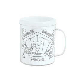 Fun Express 12 Pieces Color Your Own Mom Artist Mugs, Each Holds 8 oz, BPA Free Plastic, Mother's Day DIY Crafts for Kids
