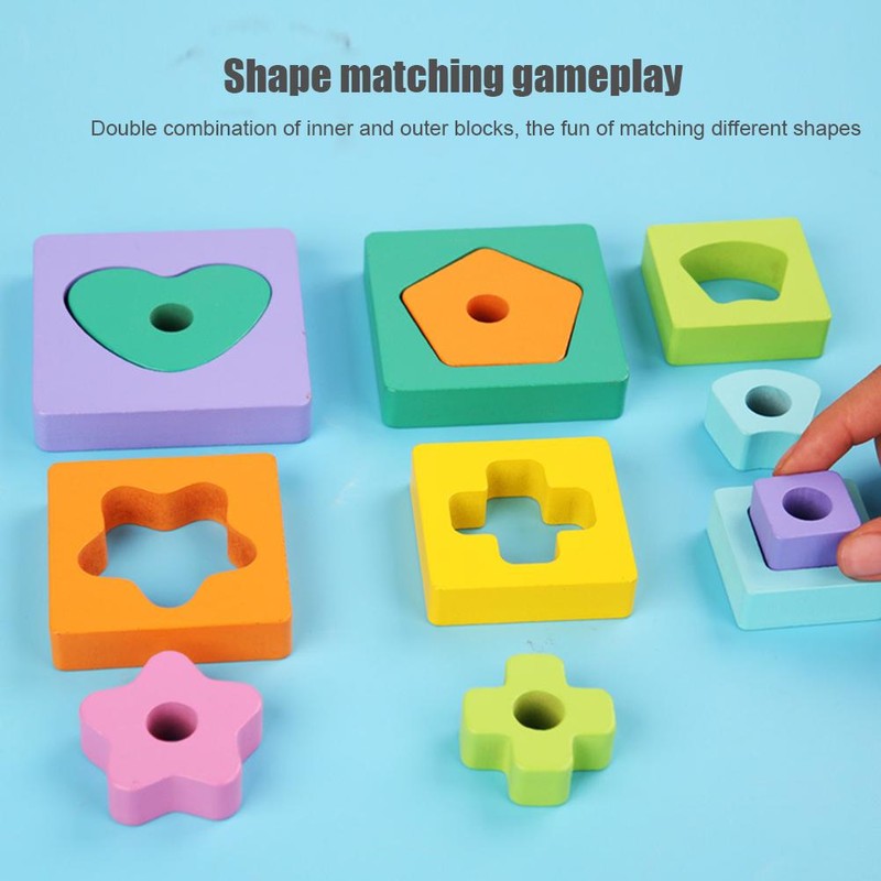 Wooden Tower Stacking Ring Toys for Kids Building Blocks Tower