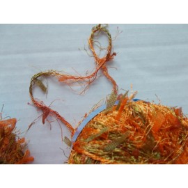 Shang-ri La eyelash accent yarn, orange/gold tones (#78) , lot of 2 (80 yds ea)