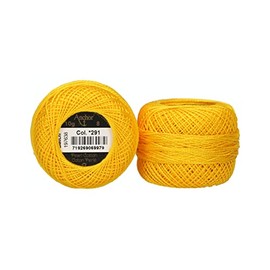 Anchor 4591008-00291 Embroidery Thread, 100 % Cotton, Dark Yellow, Thickness 8, 82 m, 16 g