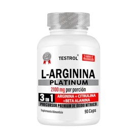 Testrol  Arginina Platinum 2100 mg  Suplemento para el Rendimiento Fsico con Citrulina, Beta-Alanina y Arginina  90 Cpsulas                           