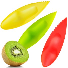 Pack of 15 Kiwi Spoons, Peeler Cutter Plastic, Kiwi Plastic Fruit Peeler Cutter, Plastic Spoon for Kiwis, Grapefruits, Passion Fruits, Kitchen Accessories (Three Colours)