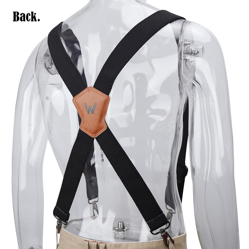 WELKINLAND 1.5In HD Elastic Suspenders, Heavy-Duty Work Suspenders, Comfy Belt