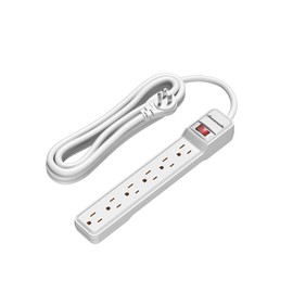 DEWENWILS 6-Outlet Power Strip Surge Protector, 15FT Long Extension Cord, Low Profile Flat Plug, 15 Amp Circuit Breaker, 500 Joules, Wall Mount, White, UL Listed