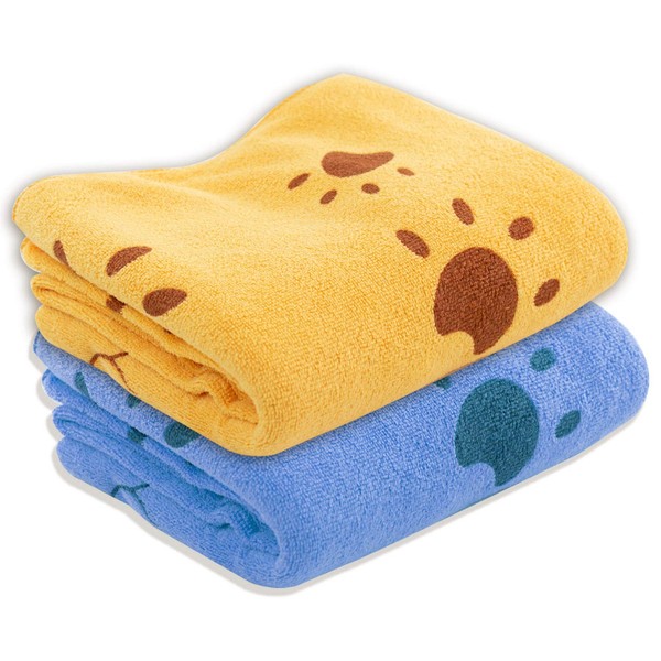 DIGIFLEX Dog Towels Microfibre - Washable Dog Blanket 2PC - Grooming Dog Accessories - Large Dog Towel - Orange and Blue - 140 x 71 cm