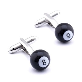 Holmes of London Novelty Black Lucky Eight Ball Snooker and Pool Cufflinks Mens Silver Shirt Wedding Box