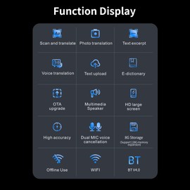 Domary Escáner de Pluma de traducción de Diccionario 112 Idiomas Escaneo de Texto Lectura Dispositivo traductor Traducción de Voz Función inalámbrica y Fuera de línea para Estudiantes de Idiomas