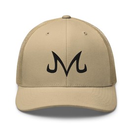 RIVEMUG Majin Buu Anime Trucker Hat Mid Crown Curved Bill Adjustable Cap Khaki