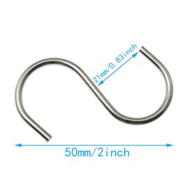 WHYHKJ 30pcs 2 Inch Silver S Shape Hooks Heavy-Duty Hanging Hooks Pot Pan Hanger Clothes Storage Rack Tool Kitchen Tools