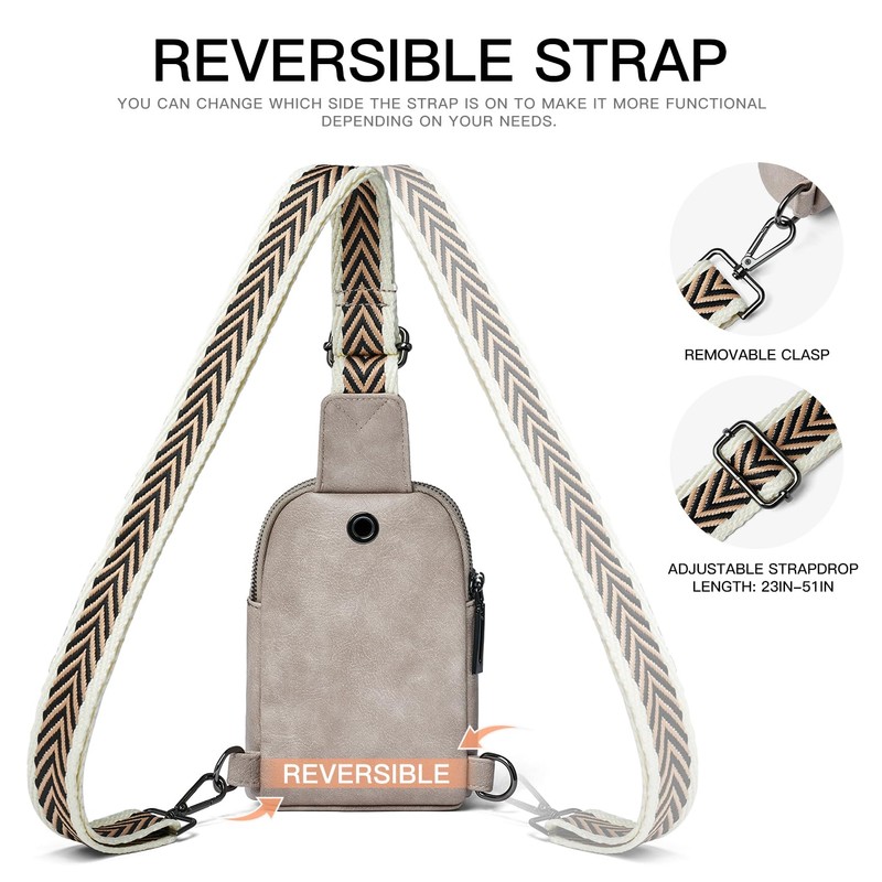 LATMAP Sling Bag for Women Men Leather Small Sling Backpack