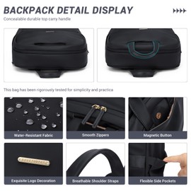 GOLF SUPAGS Women Laptop Backpack Fits 15.6 Inch Notebook Casual Daypack Everyday Bag for Work Travel College Backpack Book Bags (Black)