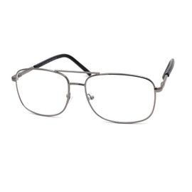 Classic Mens Spring Hinge Rectangle Officer Style Metal Rim Powered Reading Glasses +2.5 Silver