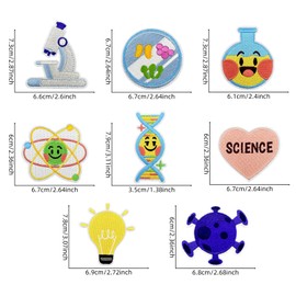 8PCS Science Iron on Patches Sew on Repair Embroidered Applique Patches Iron on Patches for Clothing, Bags, Hats, Jackets, Jeans, Accessory Craft, DIY Christmas Decoration Arts Craft Sew Making