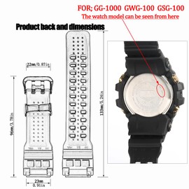 Resin strap Compatible with Casio G-Shock Master of G Mudmaster GG-1000 GWG-100 GSG-100 sport watch band (Camo Grey)