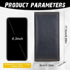 AdiStylinno Long Wallet for Men, Minimalist Bifold Leather Slim Wallets, Fashion Clutch Purse Credit Card Holder Wallet (Black)