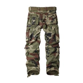 AKARMY Men's Casual Cargo Pants Military Army Camo Pants Combat Work Pants with 8 Pockets Battlefield Camo 42