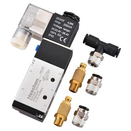 Heschen Electric Pneumatic Solenoid Valve PT1/4 24VDC Coil 4V210-08 5 Way 2 Positions Single Coil Pilot Electric CE with Fittings and Silencer
