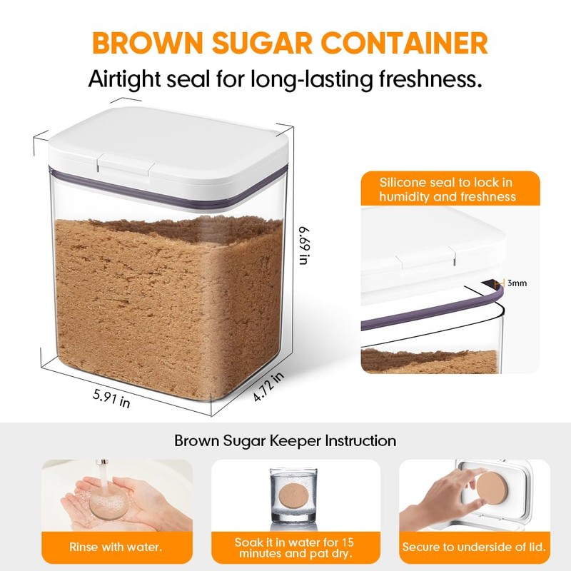 Moryimi Brown Sugar Container Airtight, 2 Quart Brown Sugar Keeper