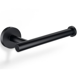 Kitsure Kitsure Toilet Paper Holder Wall Mount - Sturdy Round Matte Black Toilet Paper Holder for Mega Roll, Premium 304 Stainless Steel Toilet Paper Roll Holder for Bathroom, Washroom, Black