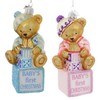 Kurt Adler Boy and Girl Teddy Bear on Blocks Baby's