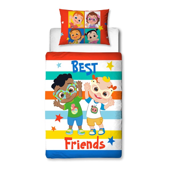Character World CoComelon Cute Design Bedroom Range | Reversible Two Sided Officially Licensed Bedding | Toddler Cot Bed Duvet Cover With Matching Pillow Case