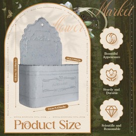 Zhehao 2 Pack Wall Planter Outdoor 13 Inch Chic Metal Wall Hanging Planter Decorative Rustic Front Door Basket for Farmhouse Garden Decor(Silver)